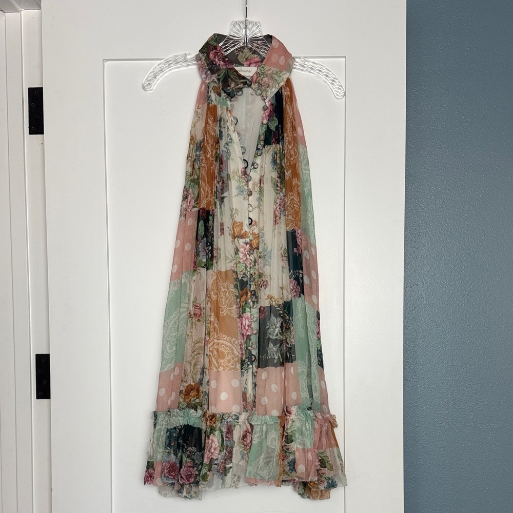 Zimmermann Floral Patchwork Maxi Dress in Mint, Blush & Ivory